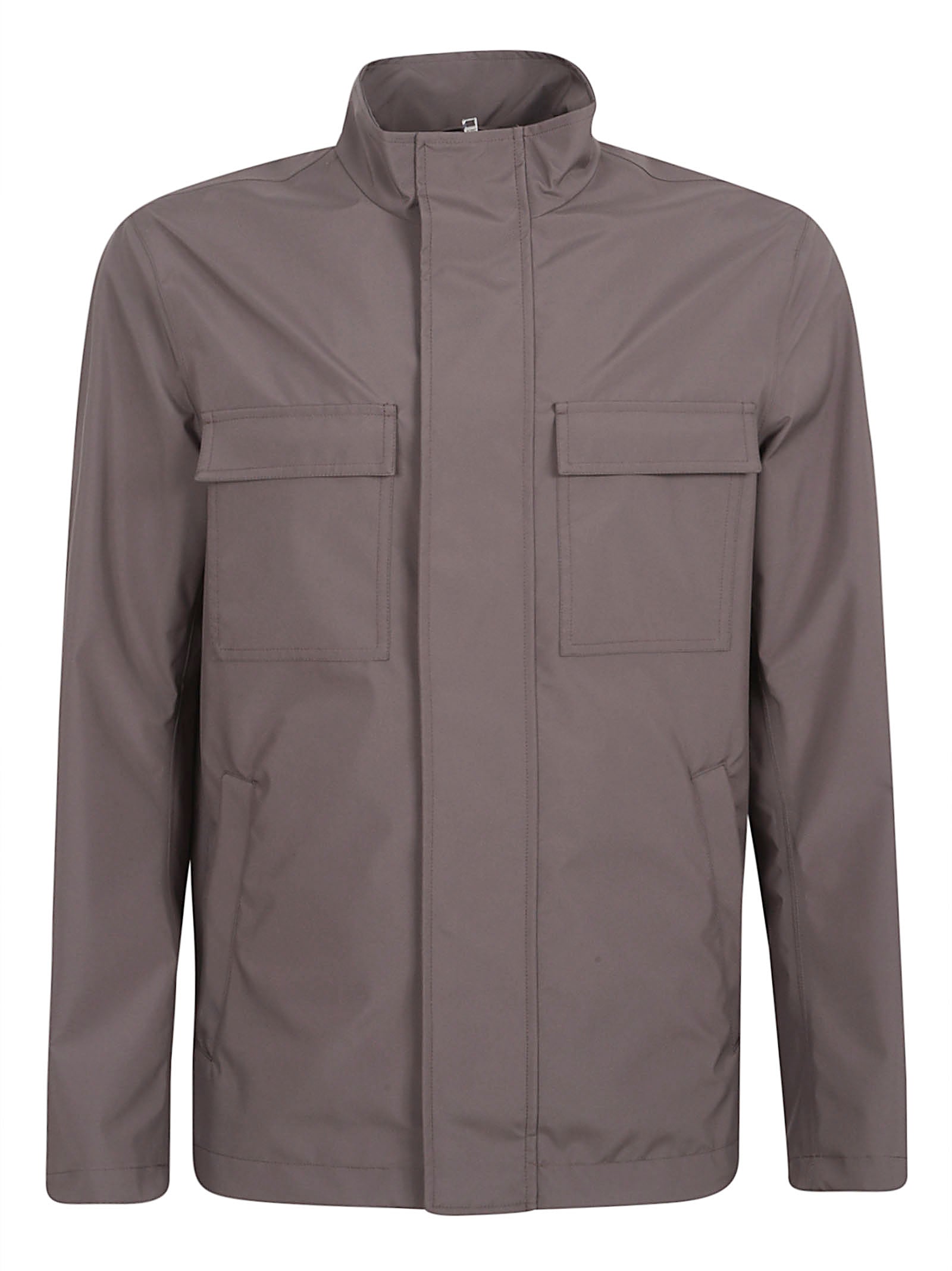 Brown Casual Jacket with High Collar