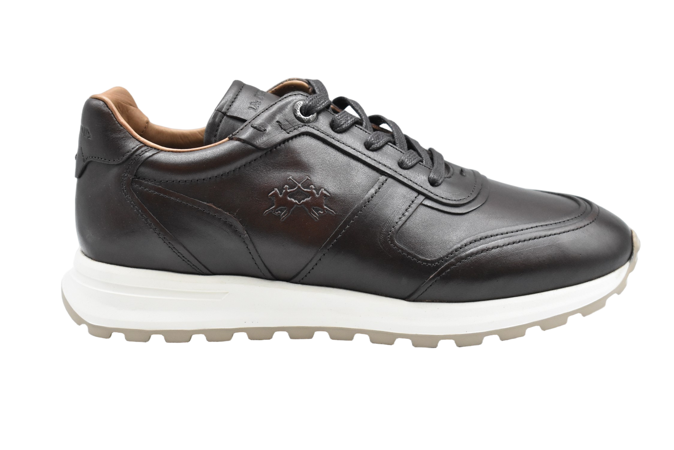 Dark Brown Leather Low-Top Sneakers