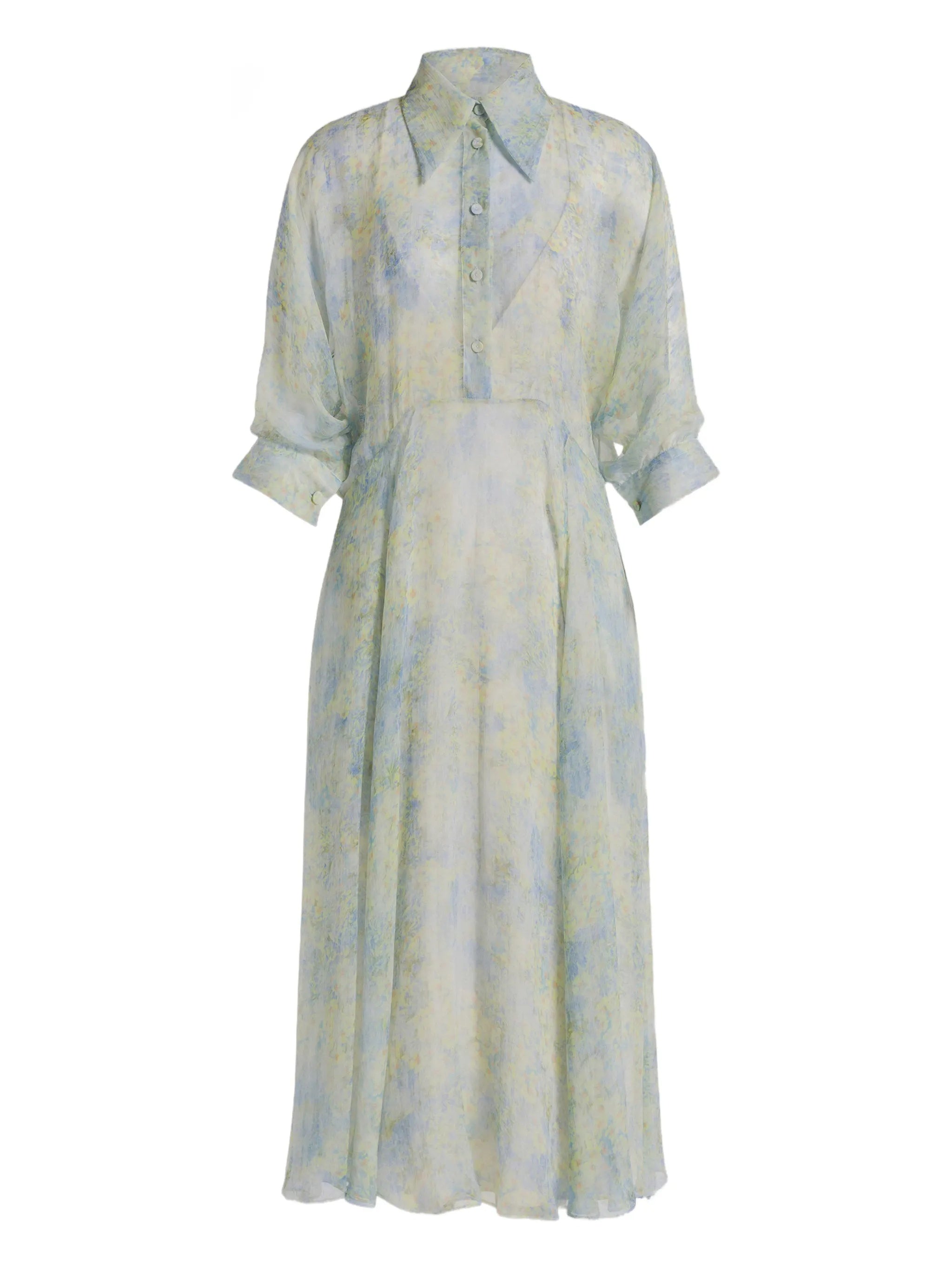 Pastel Abito Print Silk Midi Dress