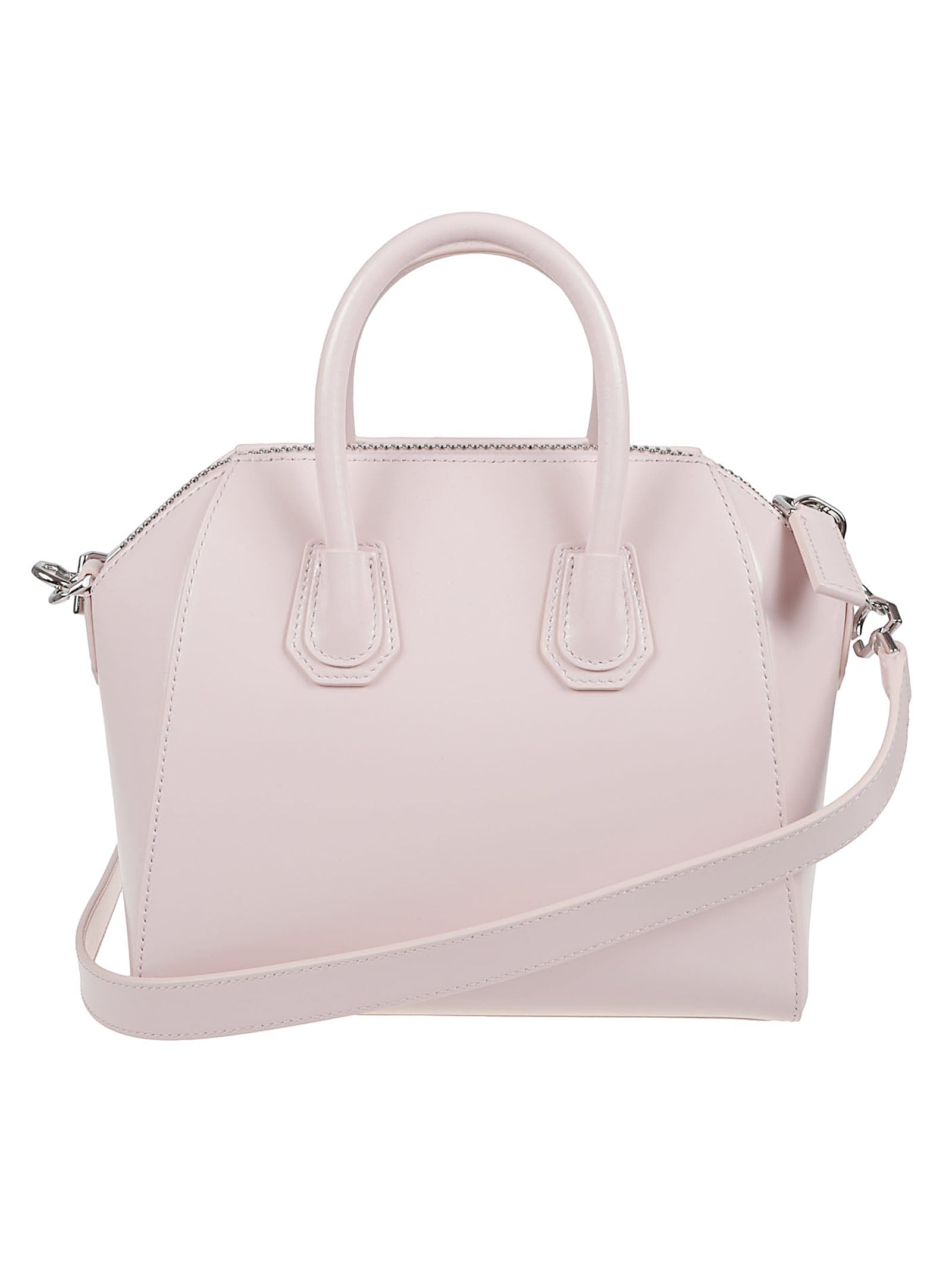 Structured Light Pink Handbag with Silver Hardware