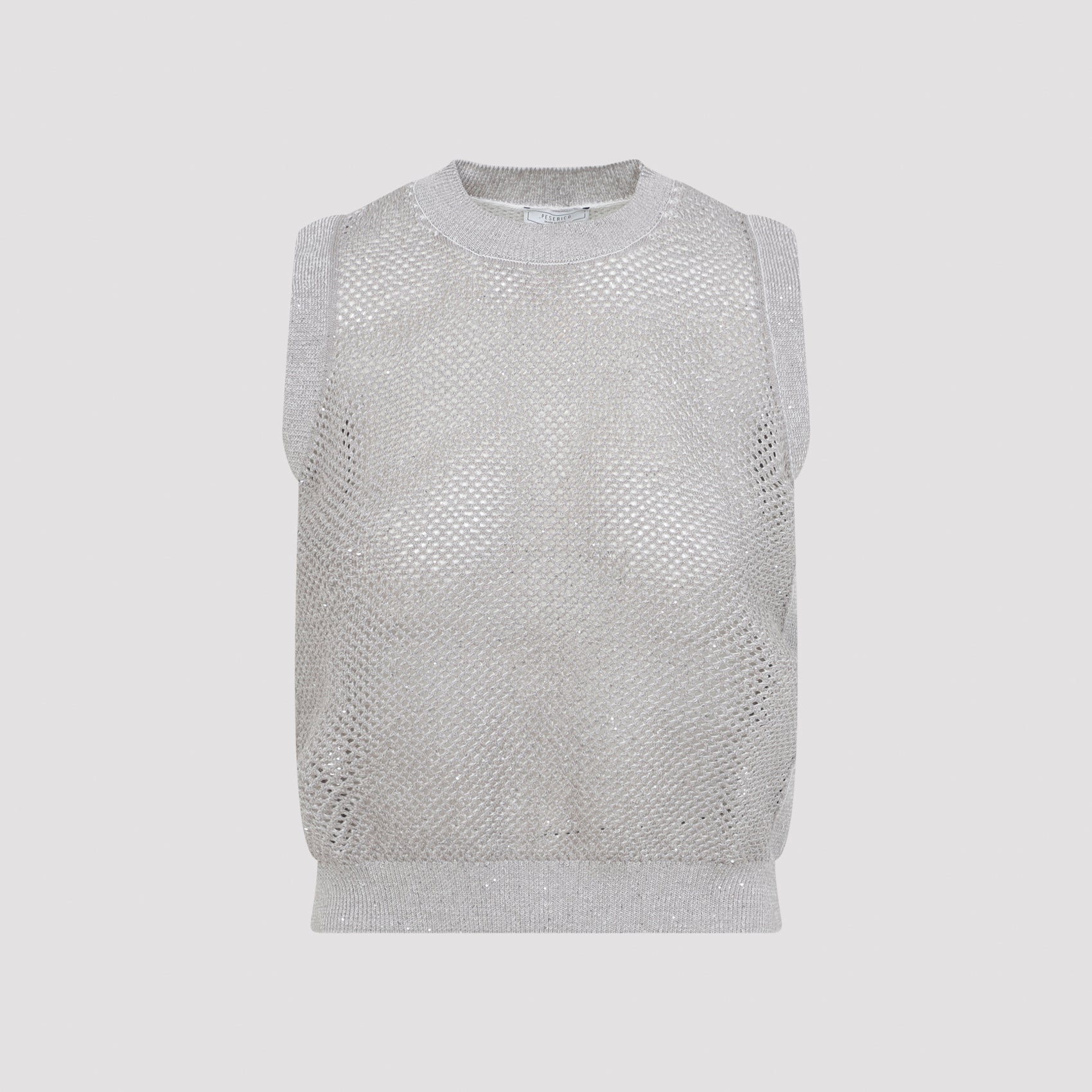 Sleeveless Open Weave Knit Sweater