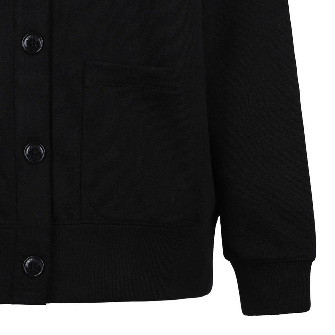 Black Button-Up Cardigan With Floral Embroidery