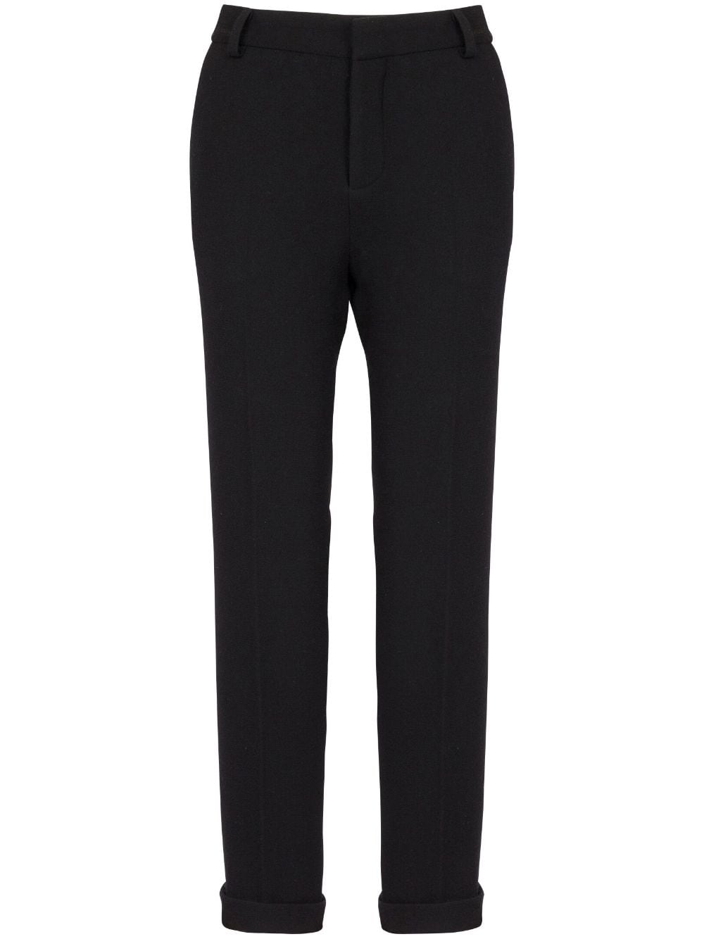 High-Waisted Tapered-Leg Trousers with Cuffed Hems