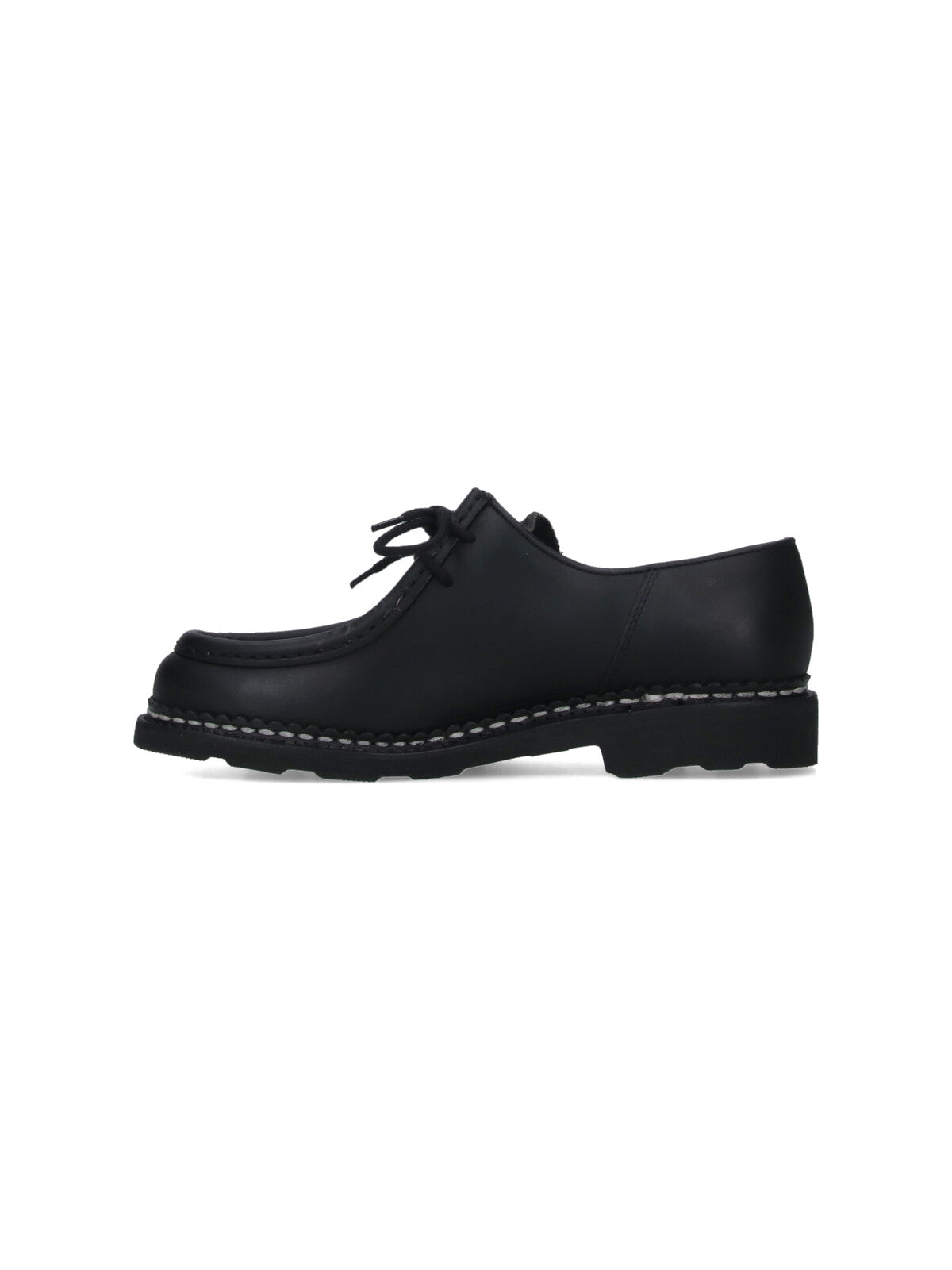 Rounded Toe Black Calf Leather Derby Shoes