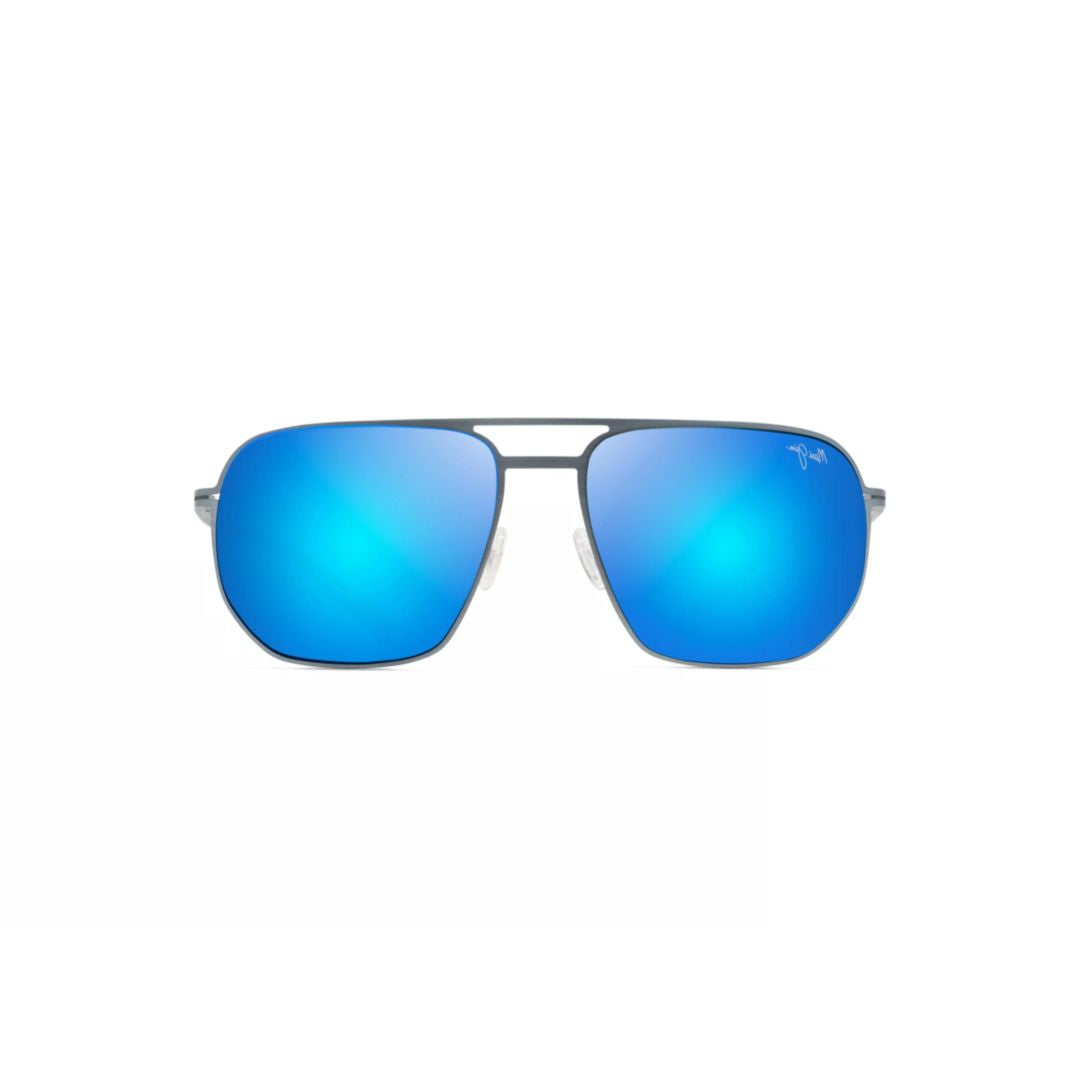 Sharks Cove Reflective Blue Square Sunglasses with Thin Metal Frame