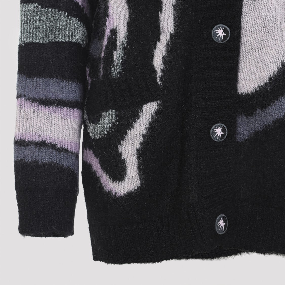 Mohair Blend Cardigan With Abstract Patterns