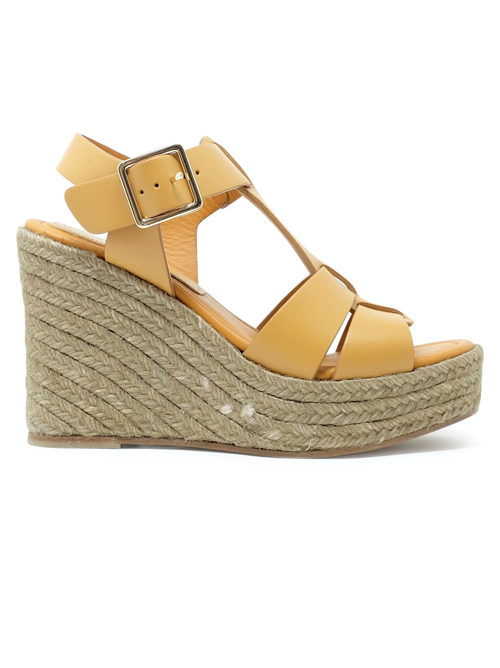 Ochre Leather Alison Wedge Sandals