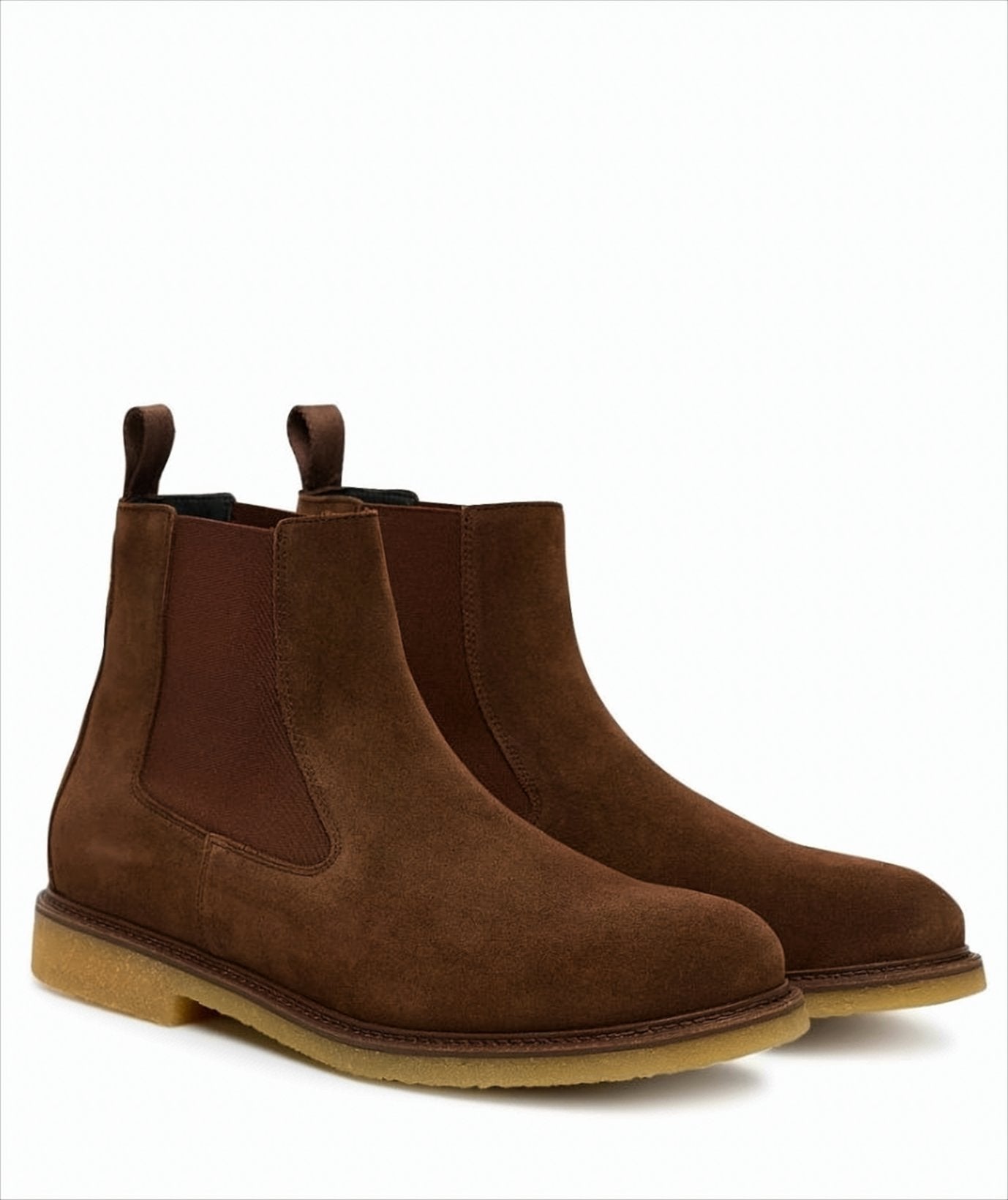 Brown Suede Ankle Boots With Flexible Design