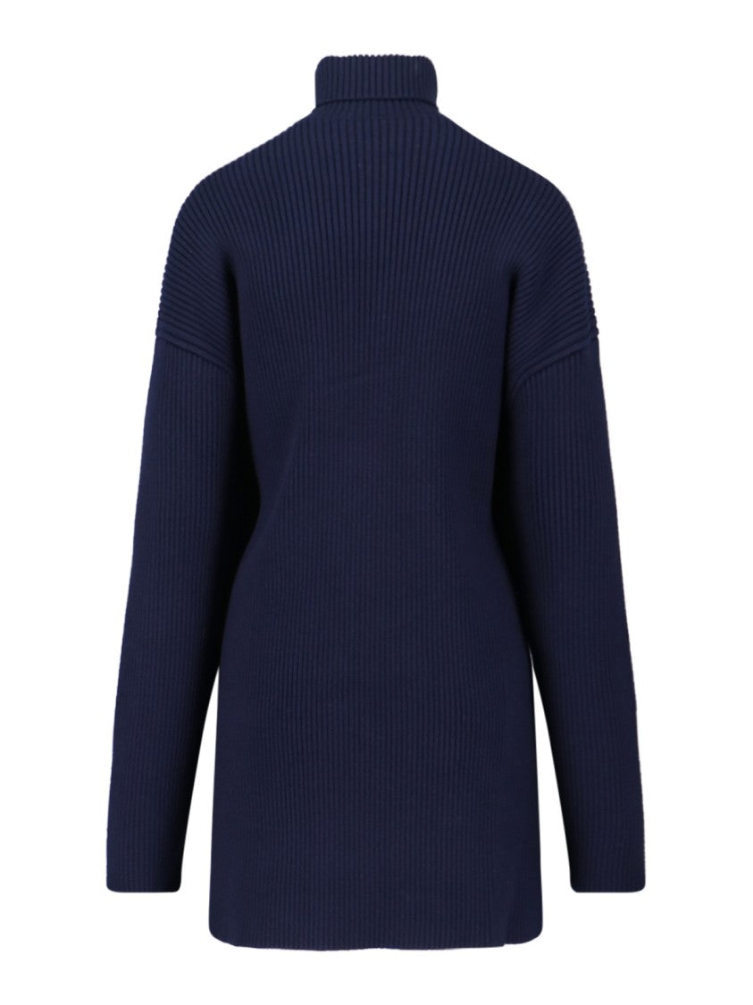 Ribbed Knit Midi Dress – Blue