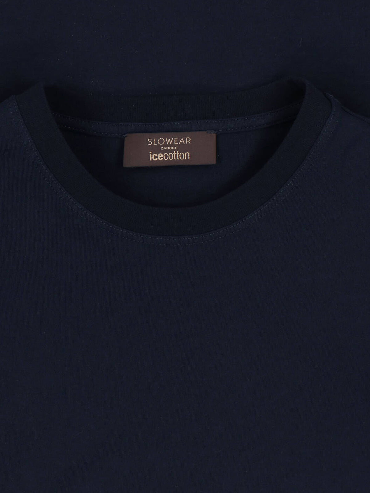 Navy Cotton Long-Sleeved Crewneck Tee