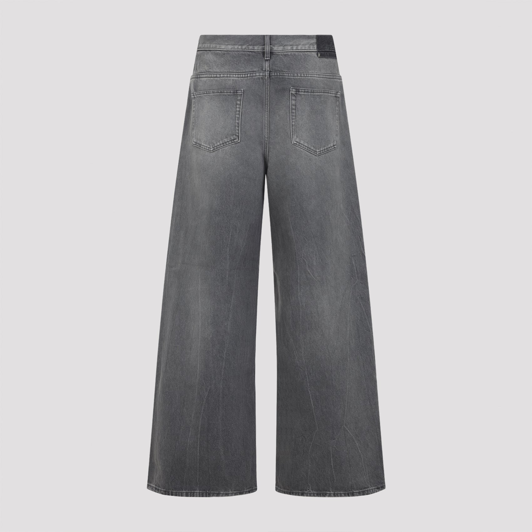 Faded Grey Wide-Leg Jeans with High Waist