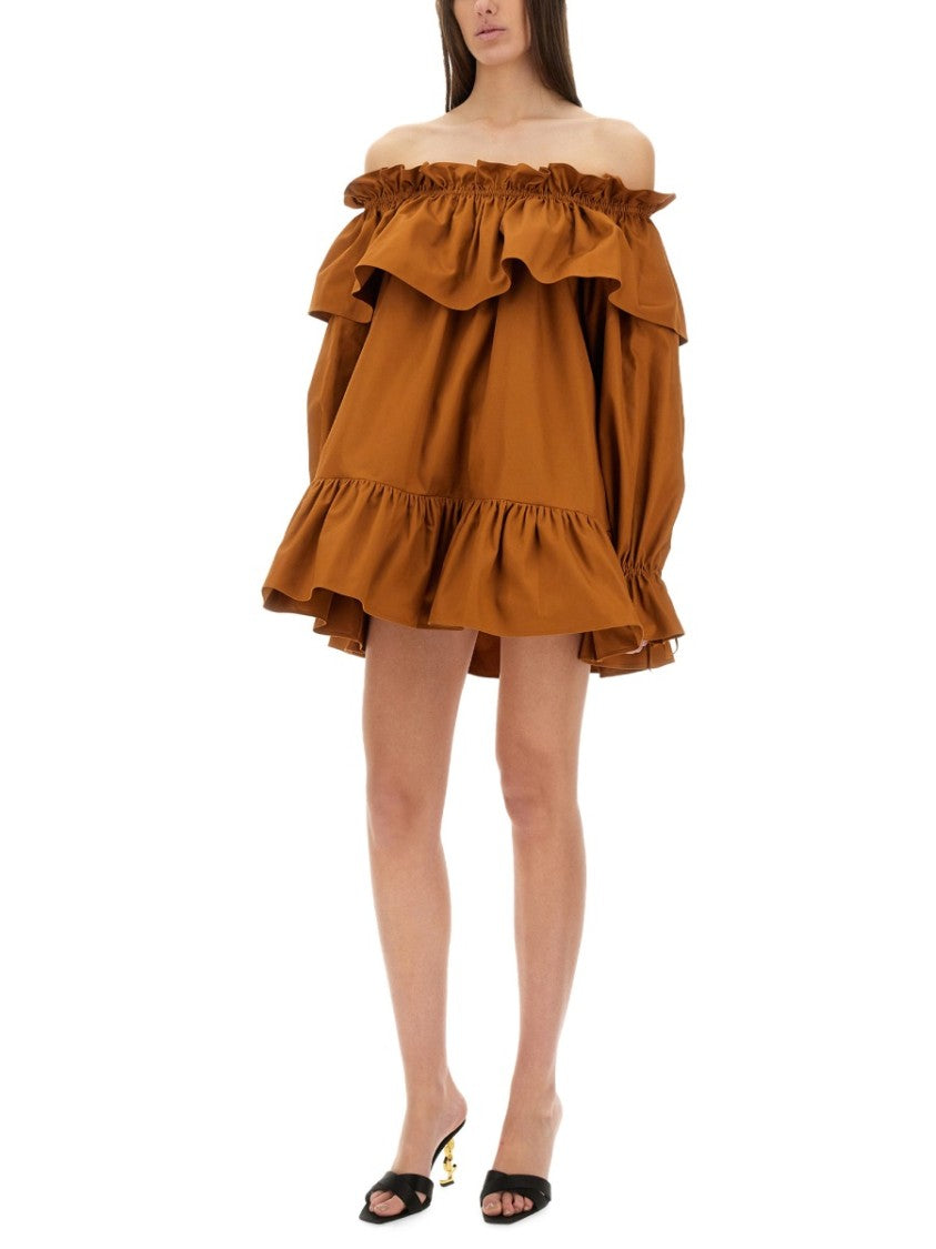 Off-The-Shoulder Ruffled Sleeve Mini Dress