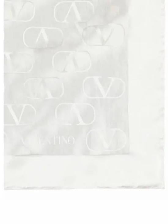 Silk-Wool Blend Scarf with Monogram Pattern