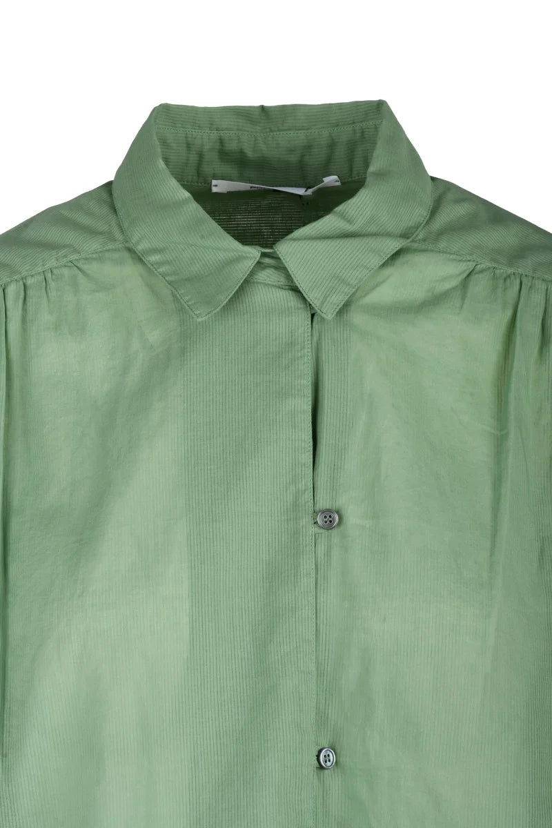 Relaxed Fit Green Brushed Cotton Shirt