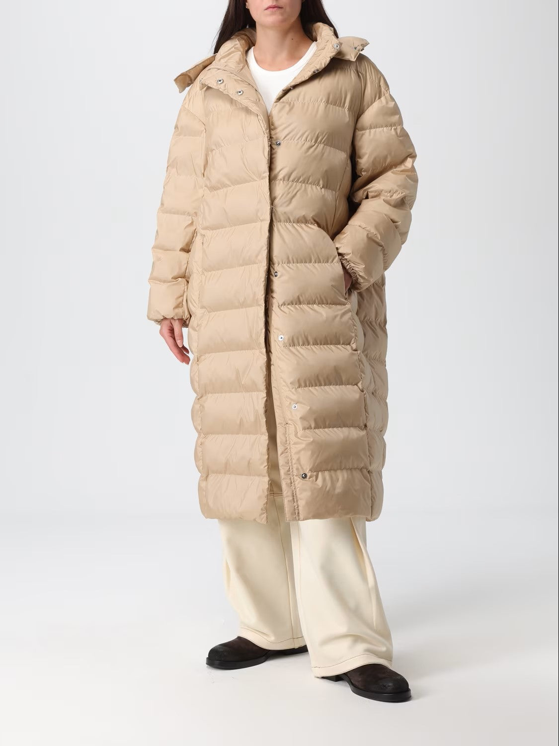 Quilted Lightweight Puffer Coat With High Collar