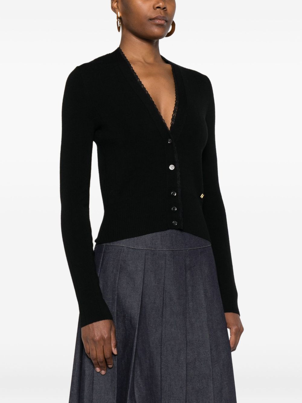 Cropped Black Wool Cardigan