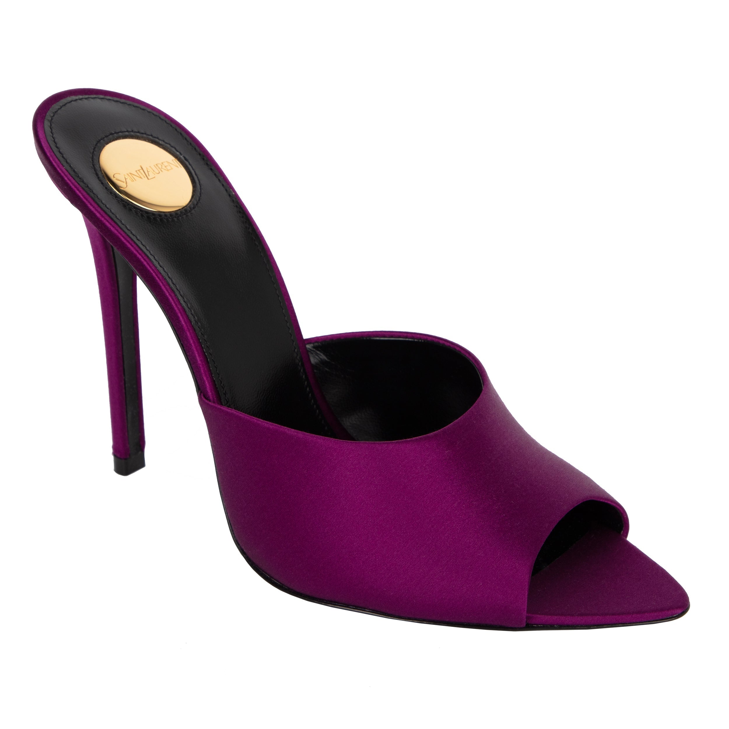 Goldie Mules In Satin Crepe Purple