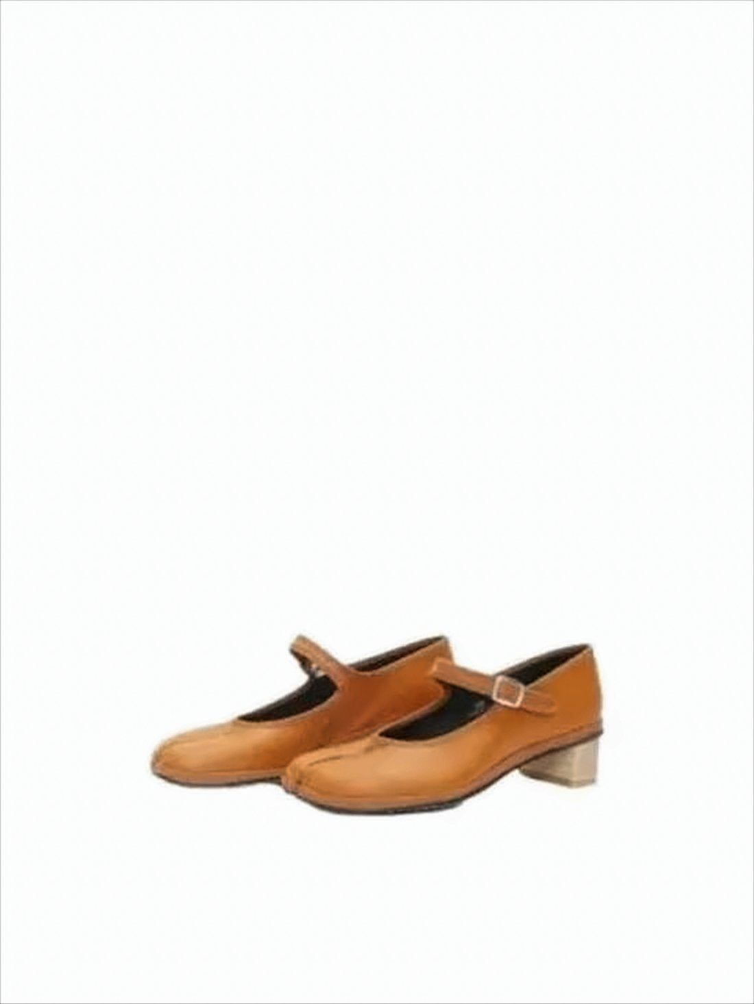 Brown Leather Flats with Low Block Heel