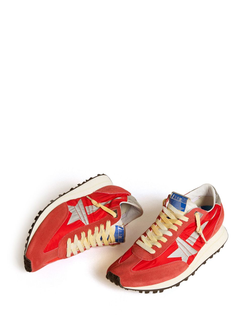 Red Sneakers with Silver Star Accents