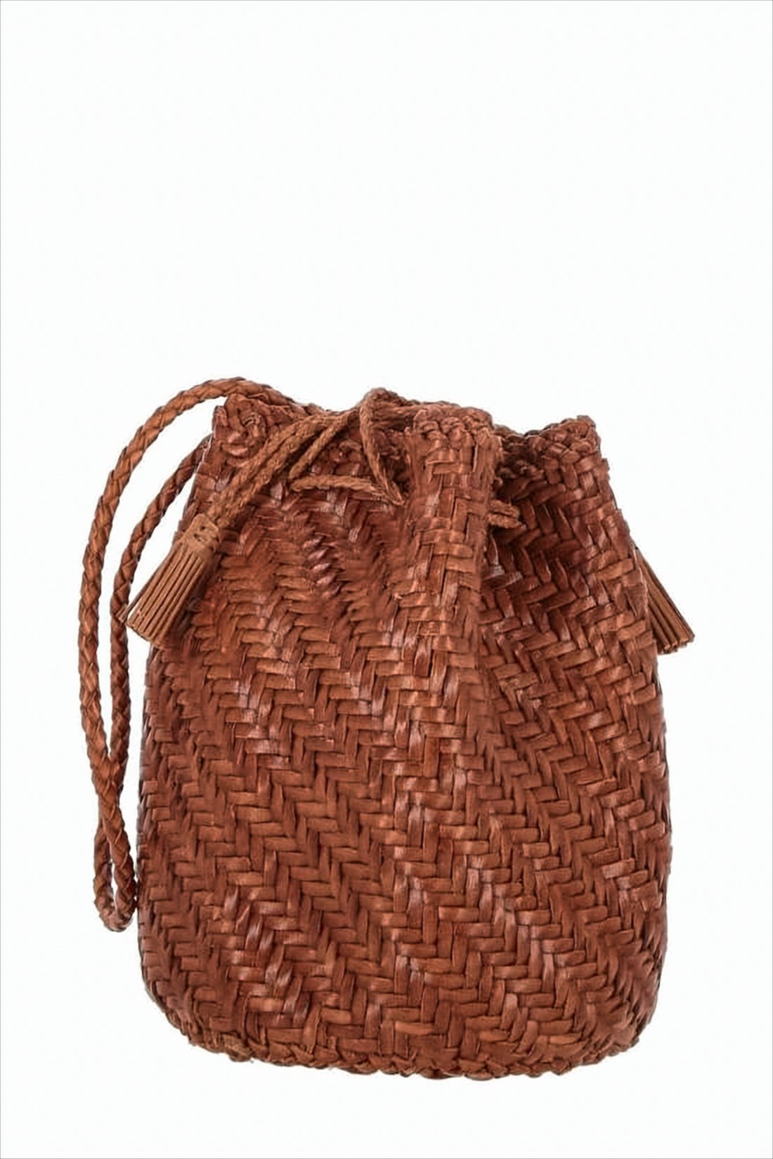 Buffalo Leather Shoulder Bag with Chevron Weave