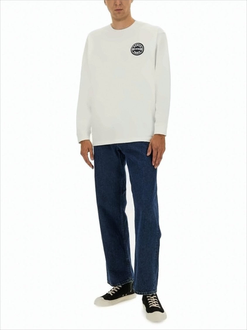 Long-Sleeve Cotton T-Shirt With Graphic Emblem