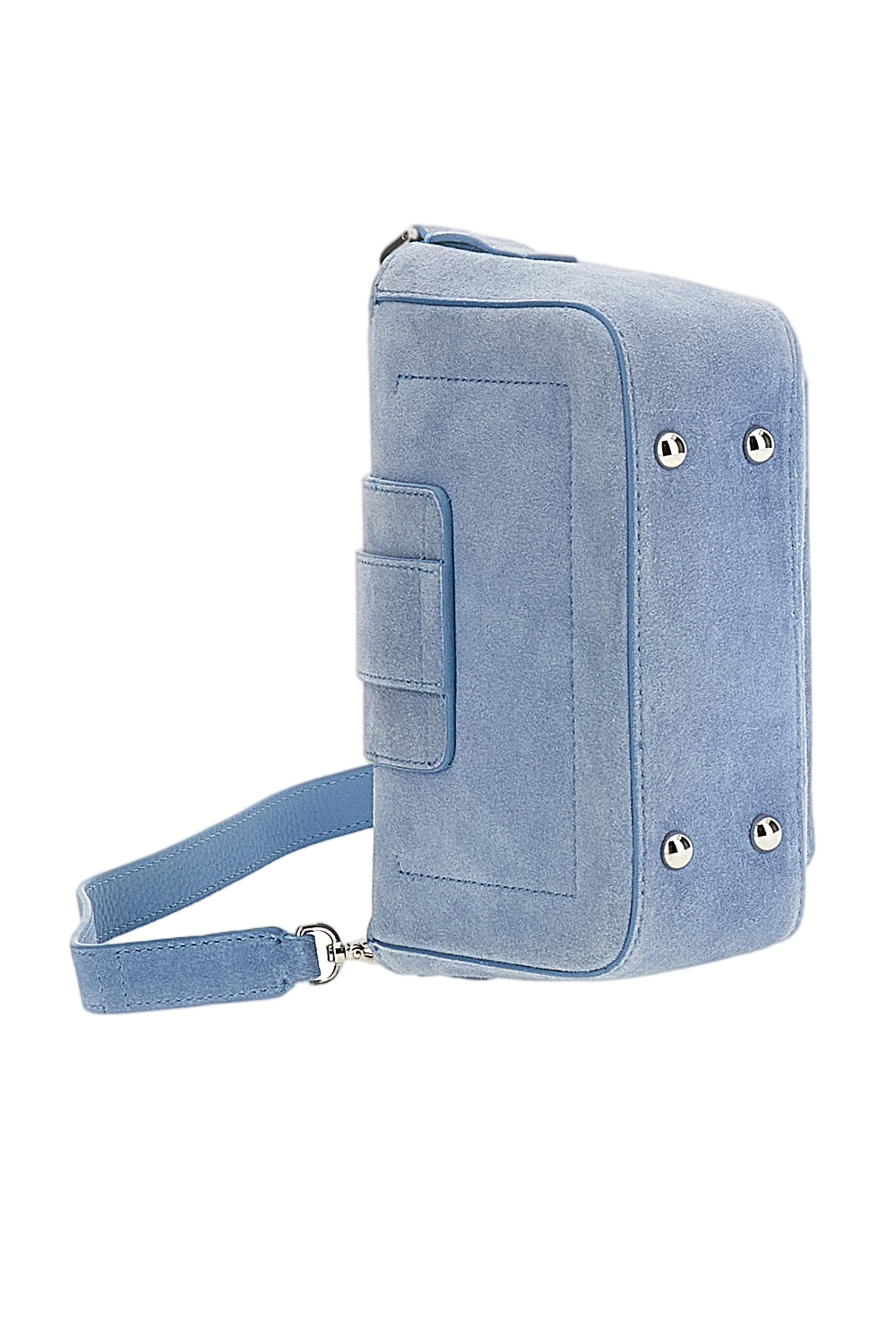 Suede Leather Rectangular Flap Bag With Magnetic Closure