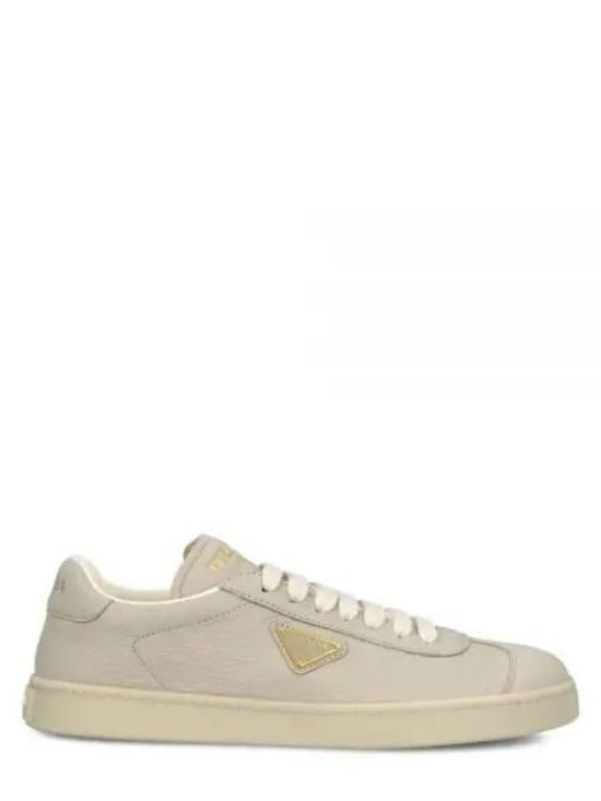 Light Beige Low-Top Sneakers with Tonal Rubber Sole