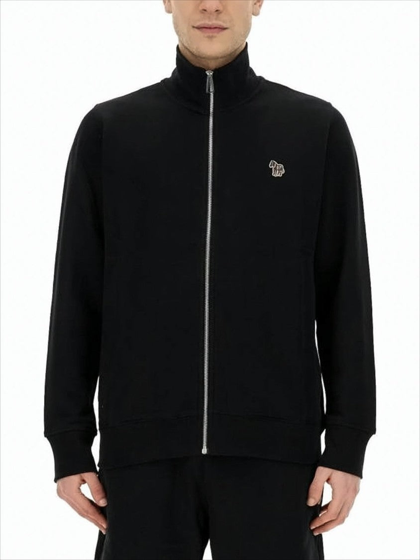 Black Zip-Up Jacket with High Collar