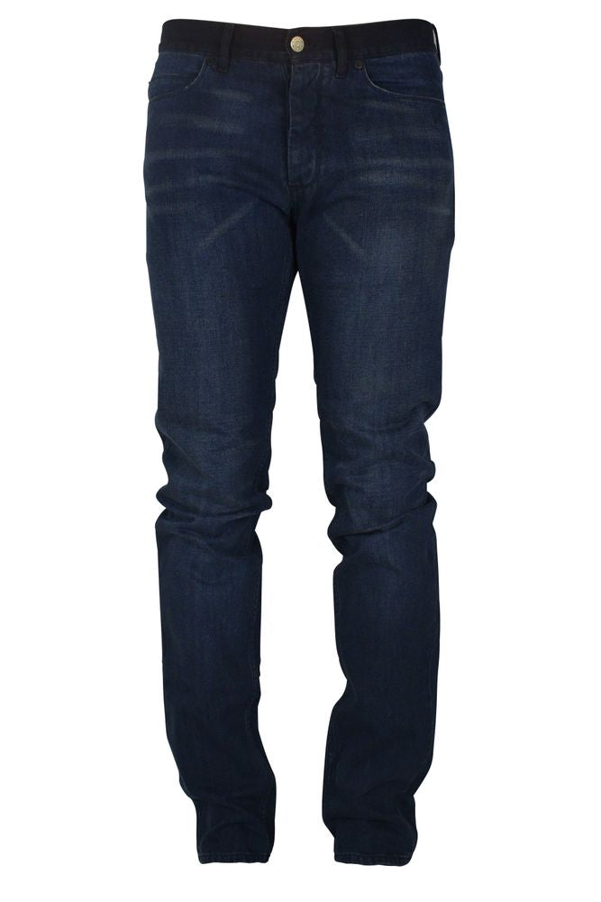 Classic Blue Denim Jeans With Subtle Fading