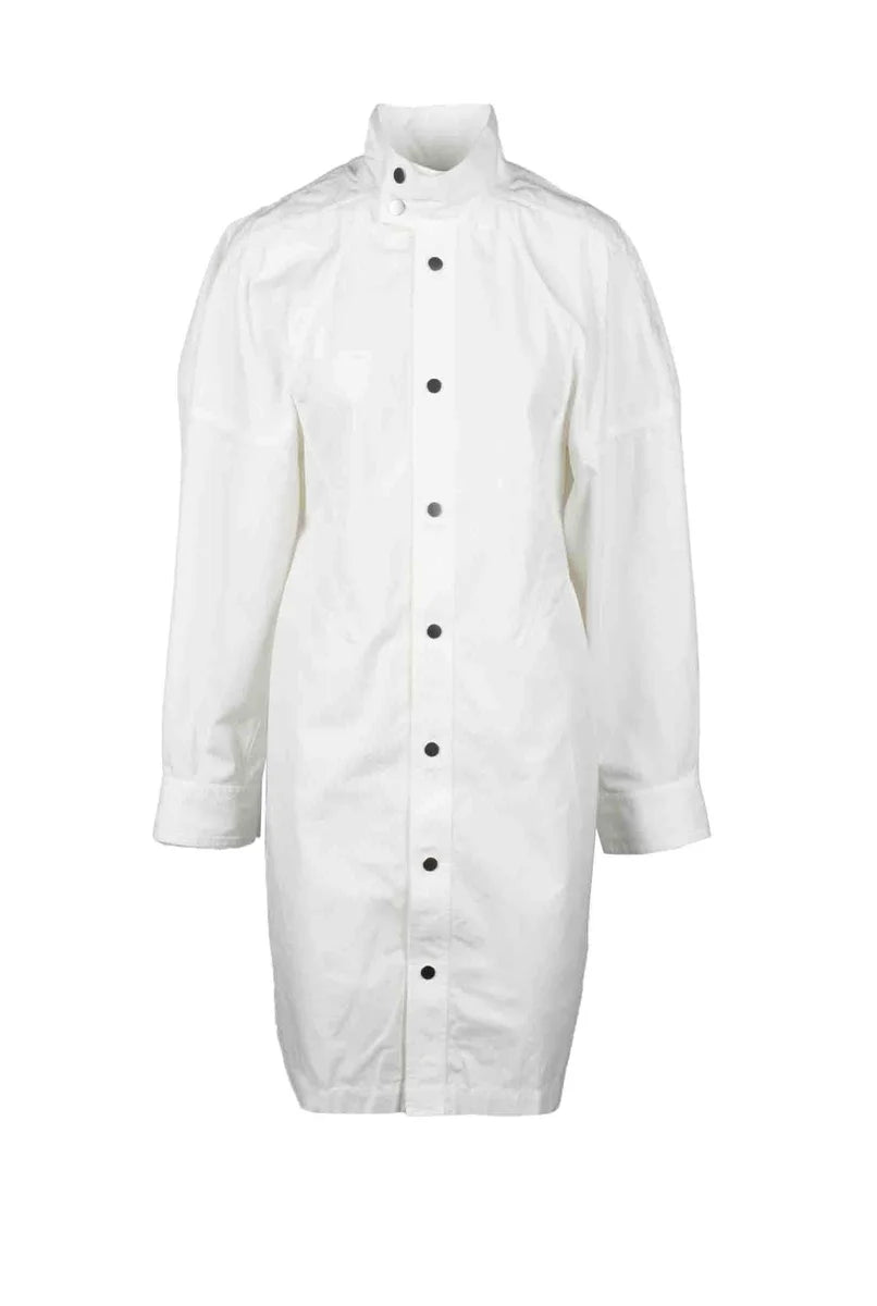 Cotton Viscose Shirt Dress - White