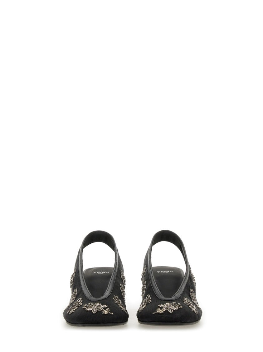 Intricate Floral Embroidery Slingback Shoes