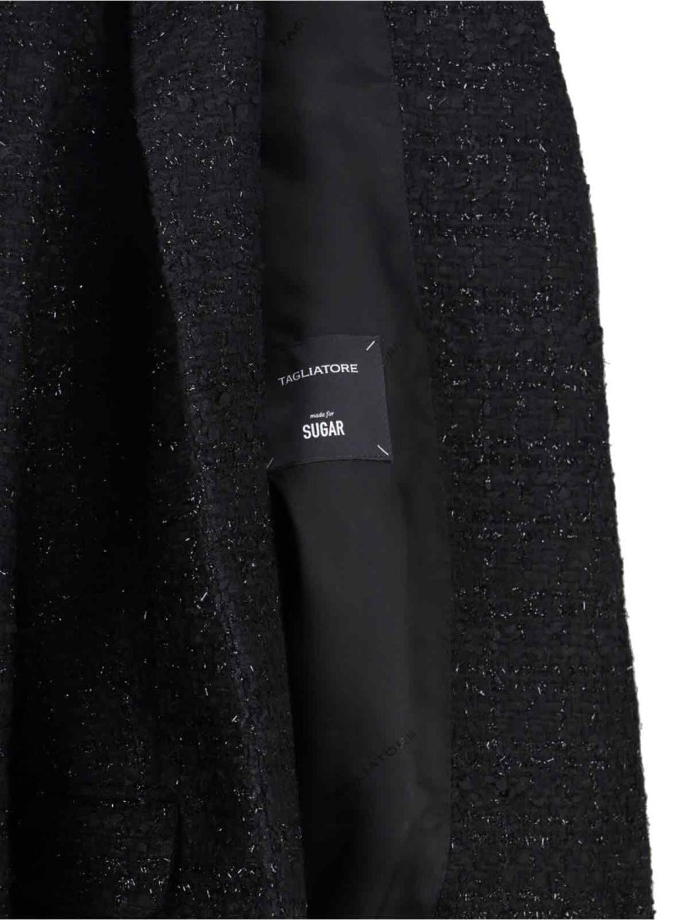 Tailored Black Jacket With Notched Lapel And Textured Fabric