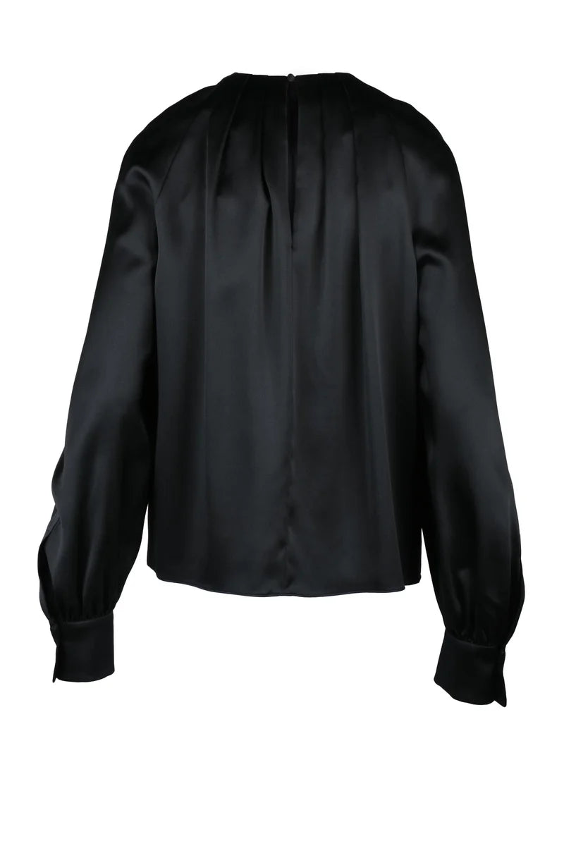 Key Satin Blouse Silk - Black