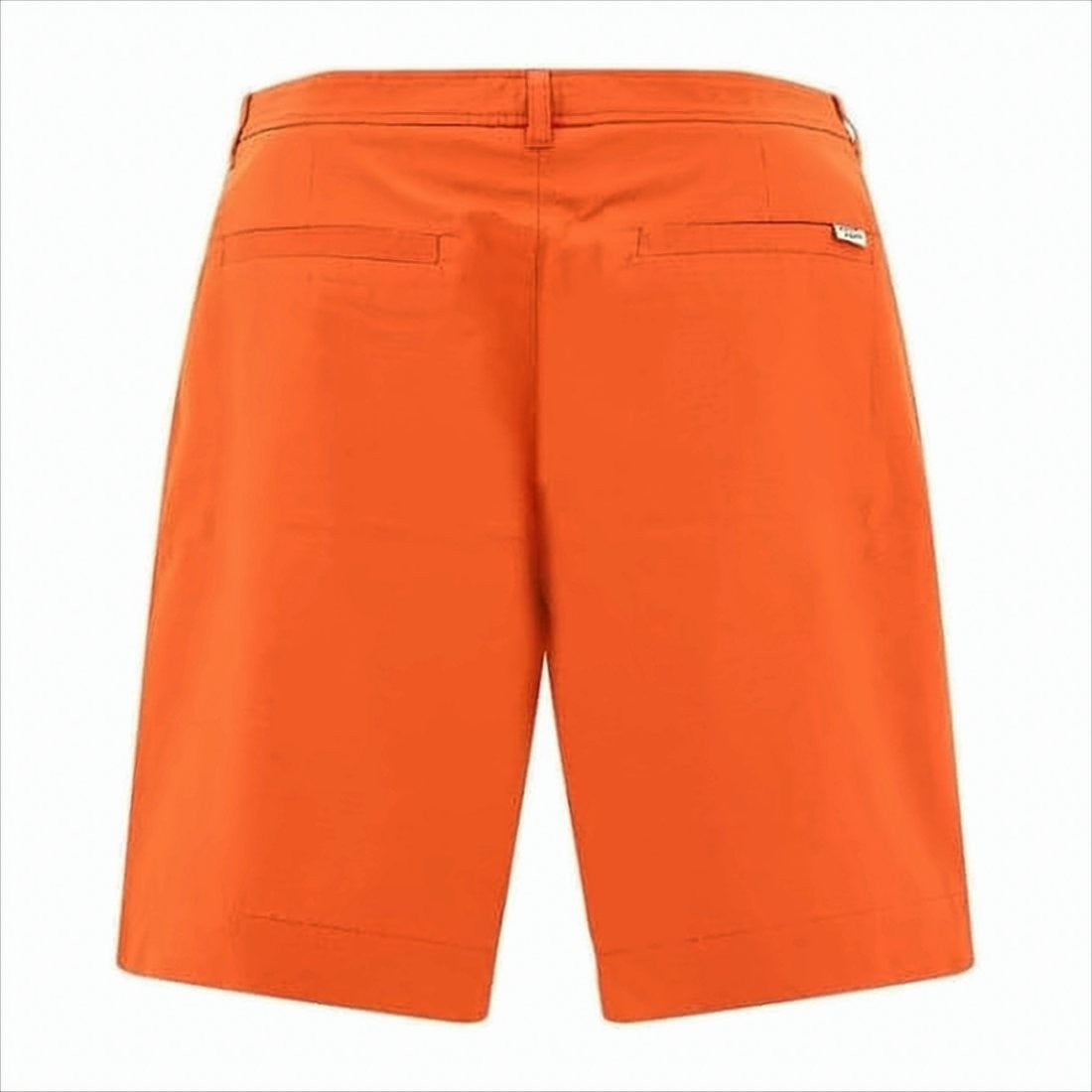 Tailored Orange Shorts With Button Closure And Welt Pockets