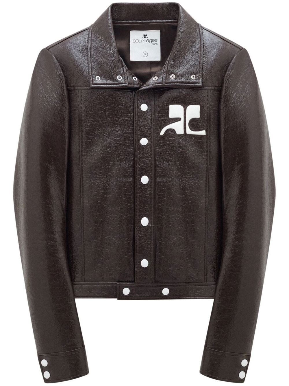 Structured Faux-Leather Jacket with Logo Patch