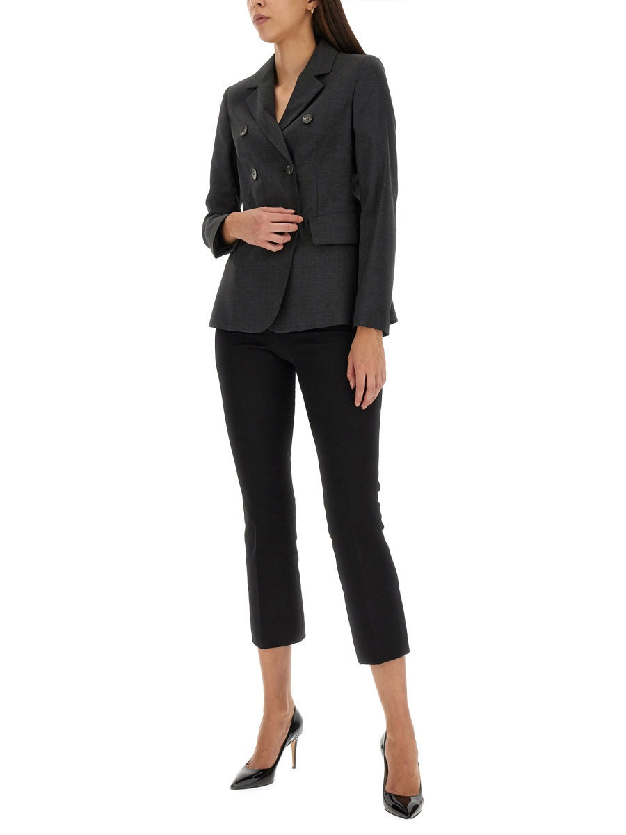Double-Breasted Jacket with Notched Lapels in Virgin Wool