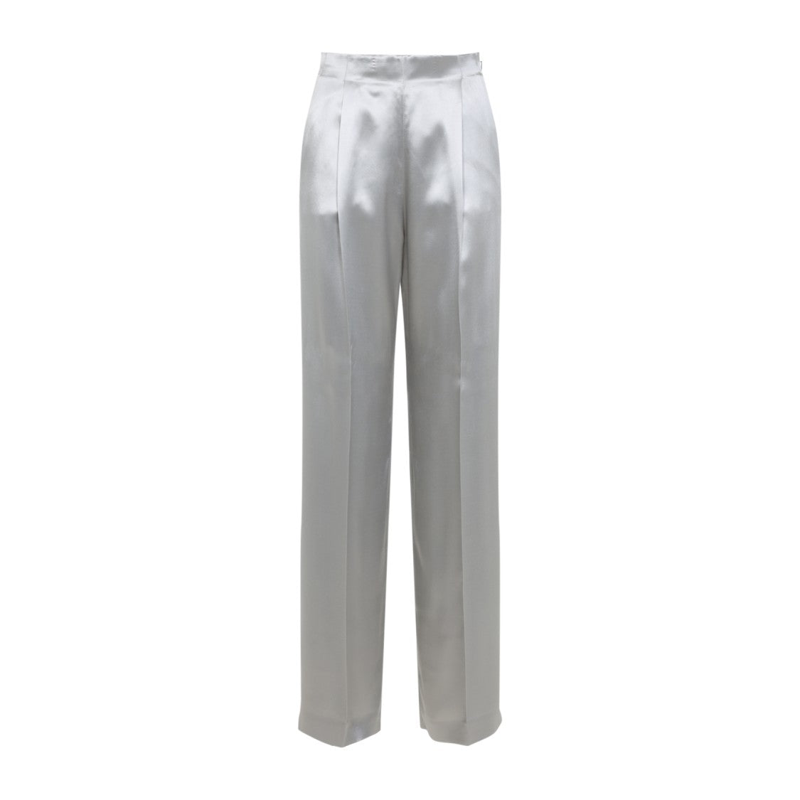 High-Waisted Silver Trousers With Tailored Fit