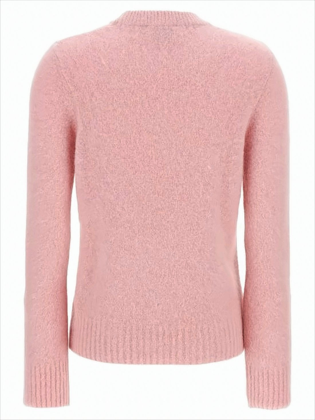 Plush Pink Sweater with Ribbed Cuffs and Subtle Branding