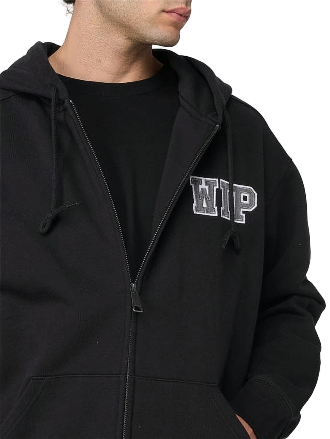 Relaxed Fit Black Zip-Up Hoodie