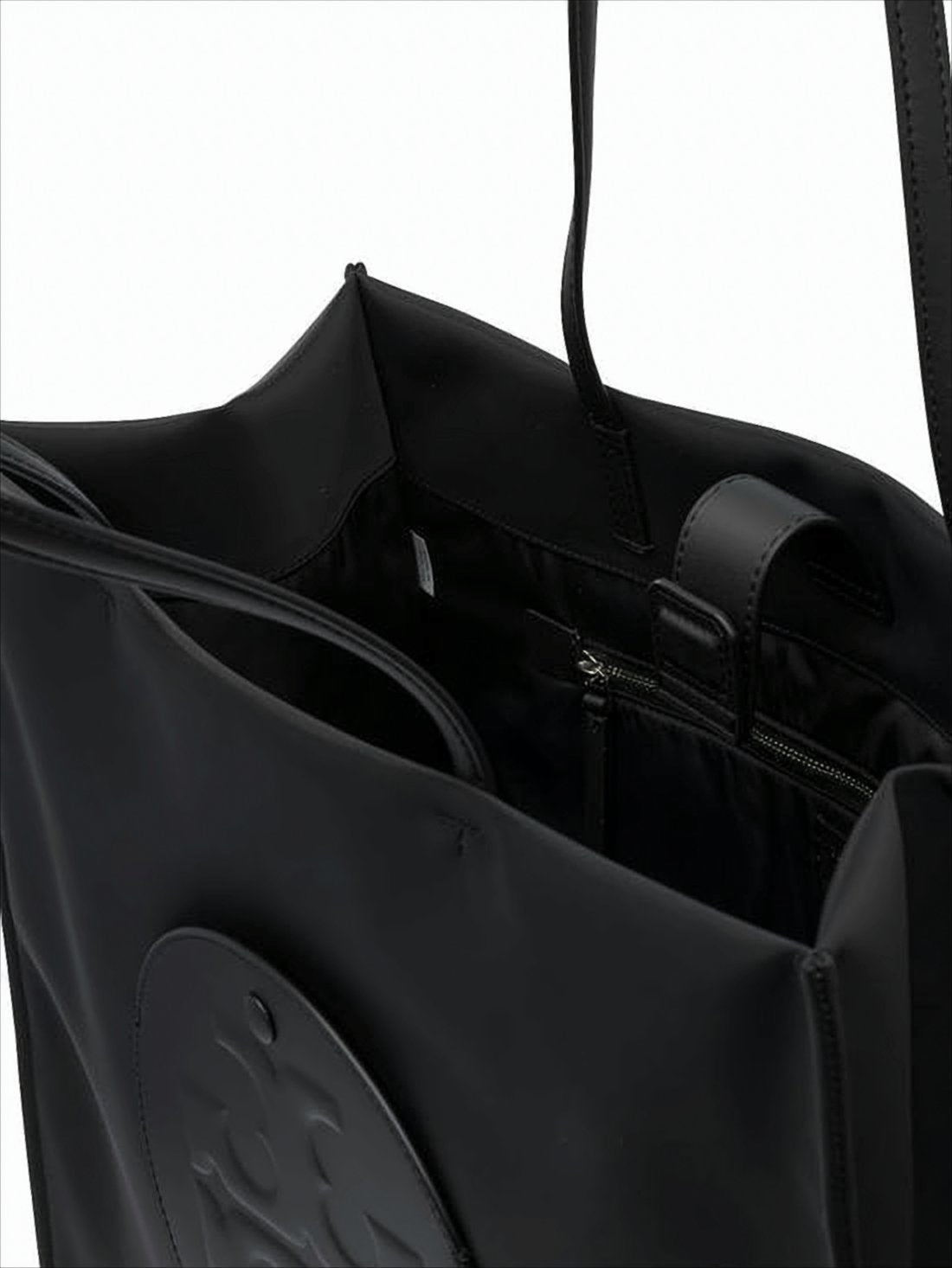 Rectangular Black Tote Bag with Embossed Logo