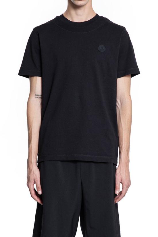 Relaxed-Fit Black Cotton Crew Neck T-Shirt