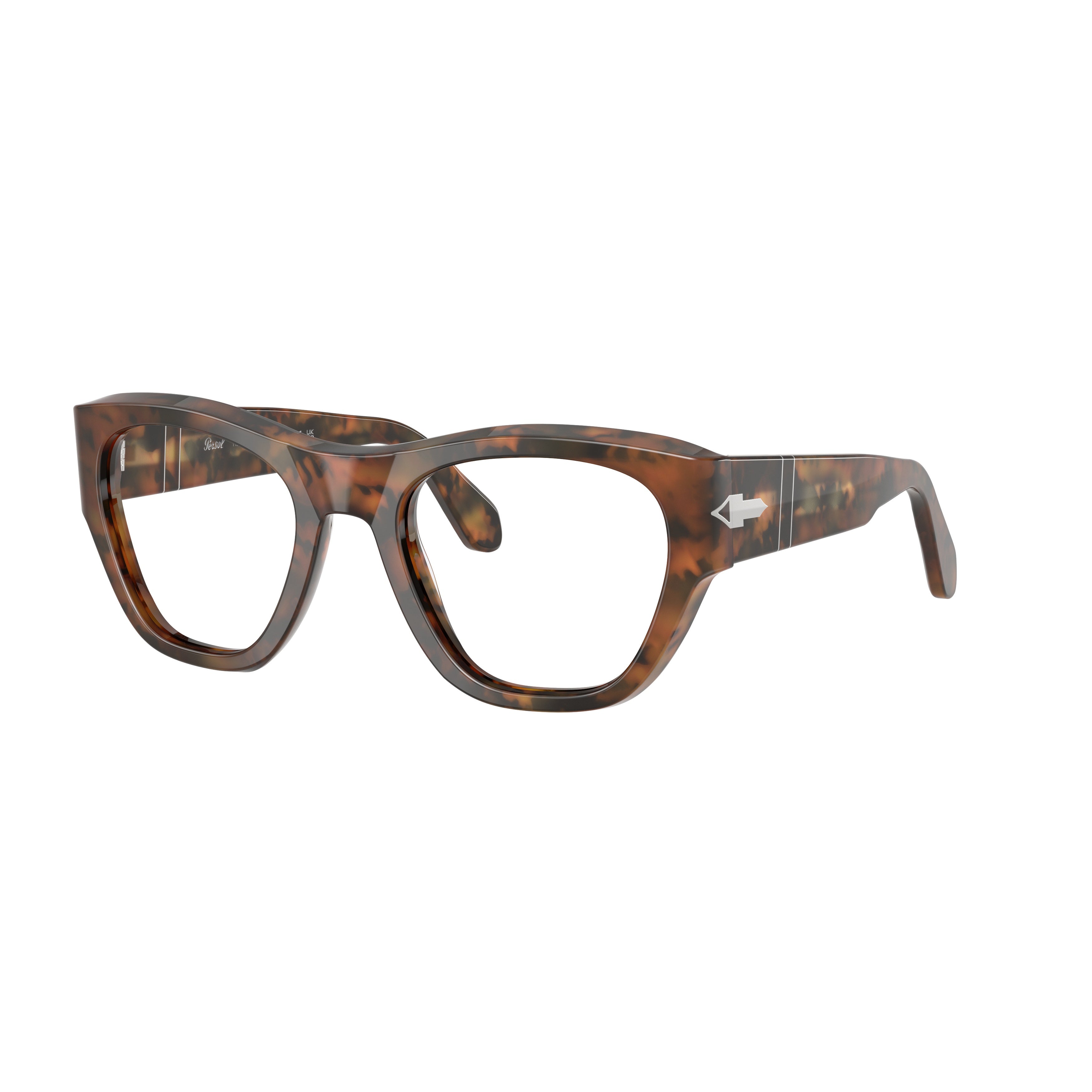 0po0054v Oversized Tortoiseshell Square Frame Eyeglasses with Silver Detail