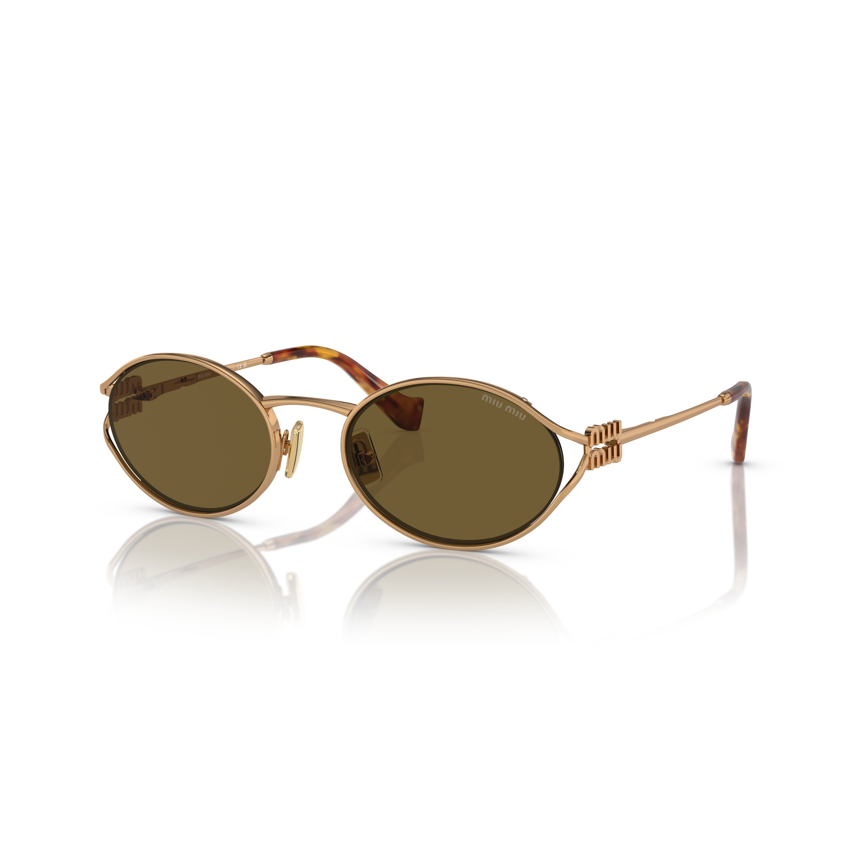 0Mu 52Ys Gold Metal Frame Sunglasses