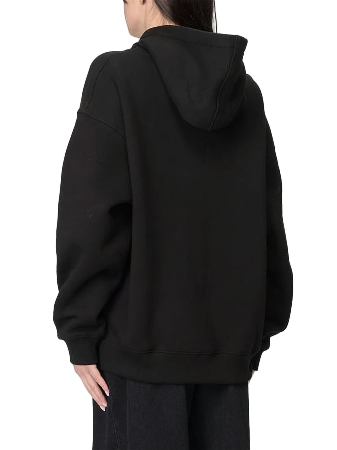 Black Oversized Hoodie with Drawstring