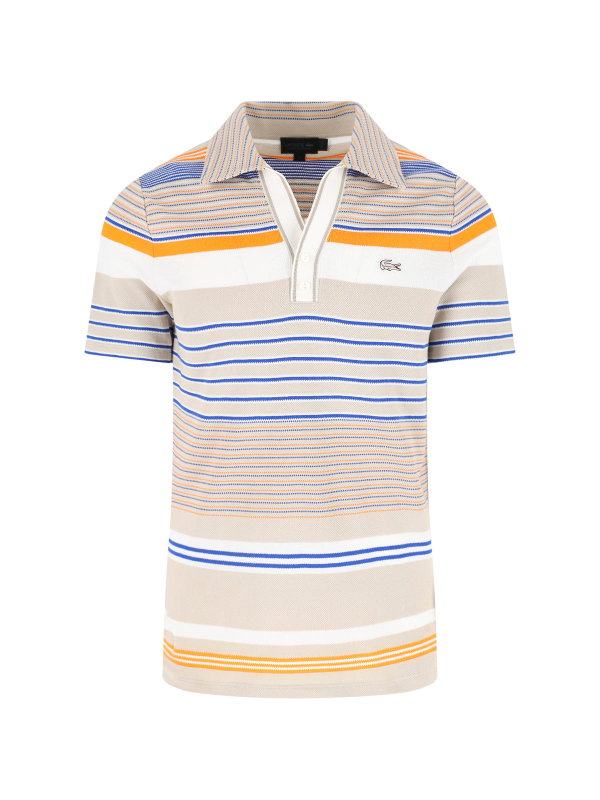Beige Piqué Cotton Multicolor Stripe Polo