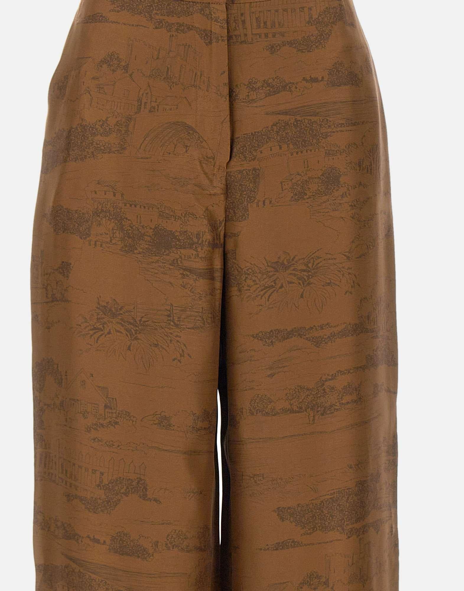 Wide-leg Pants with Intricate Tonal Pattern