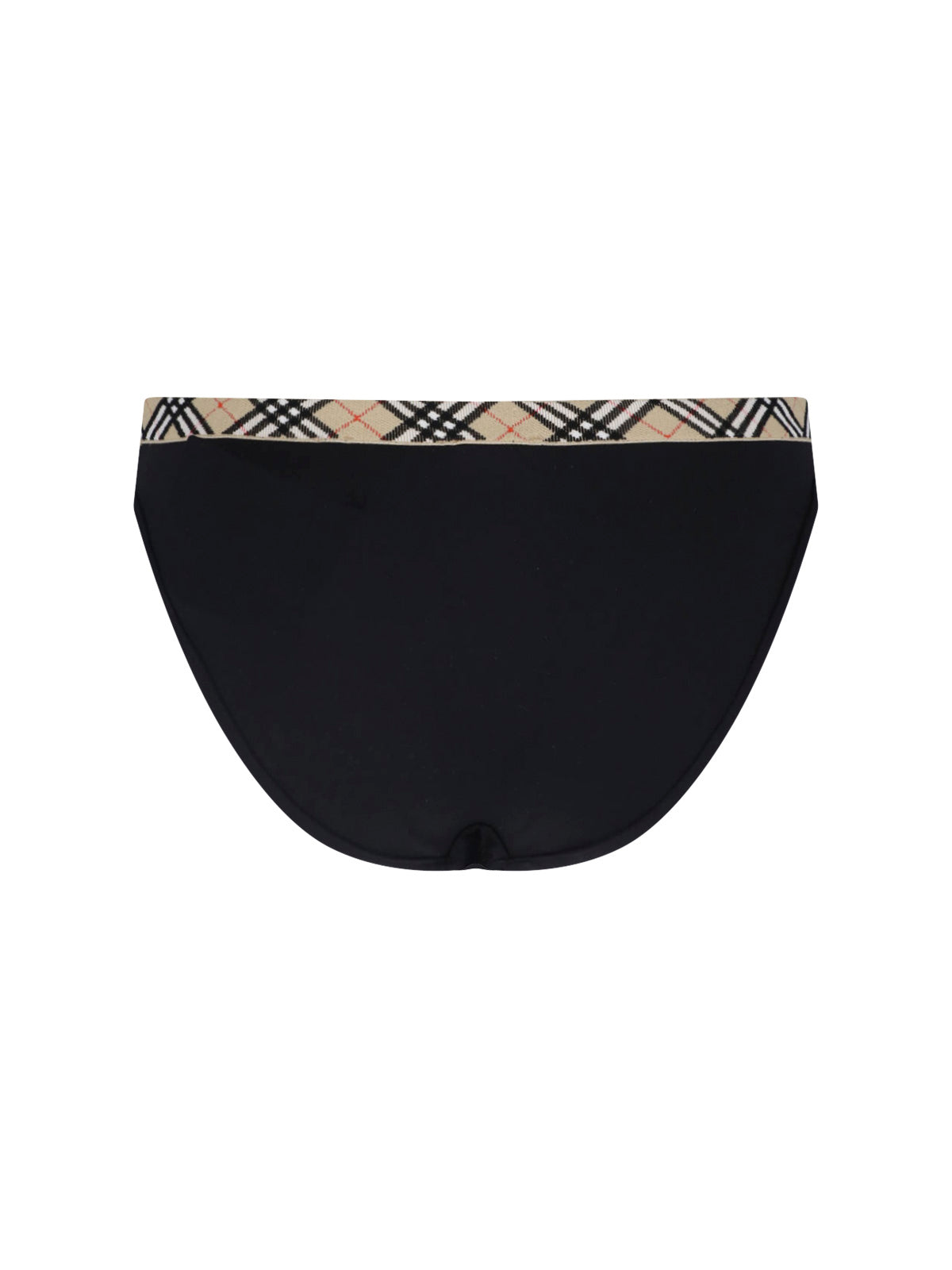 Black Check Waistband Minimalist Bikini Bottom