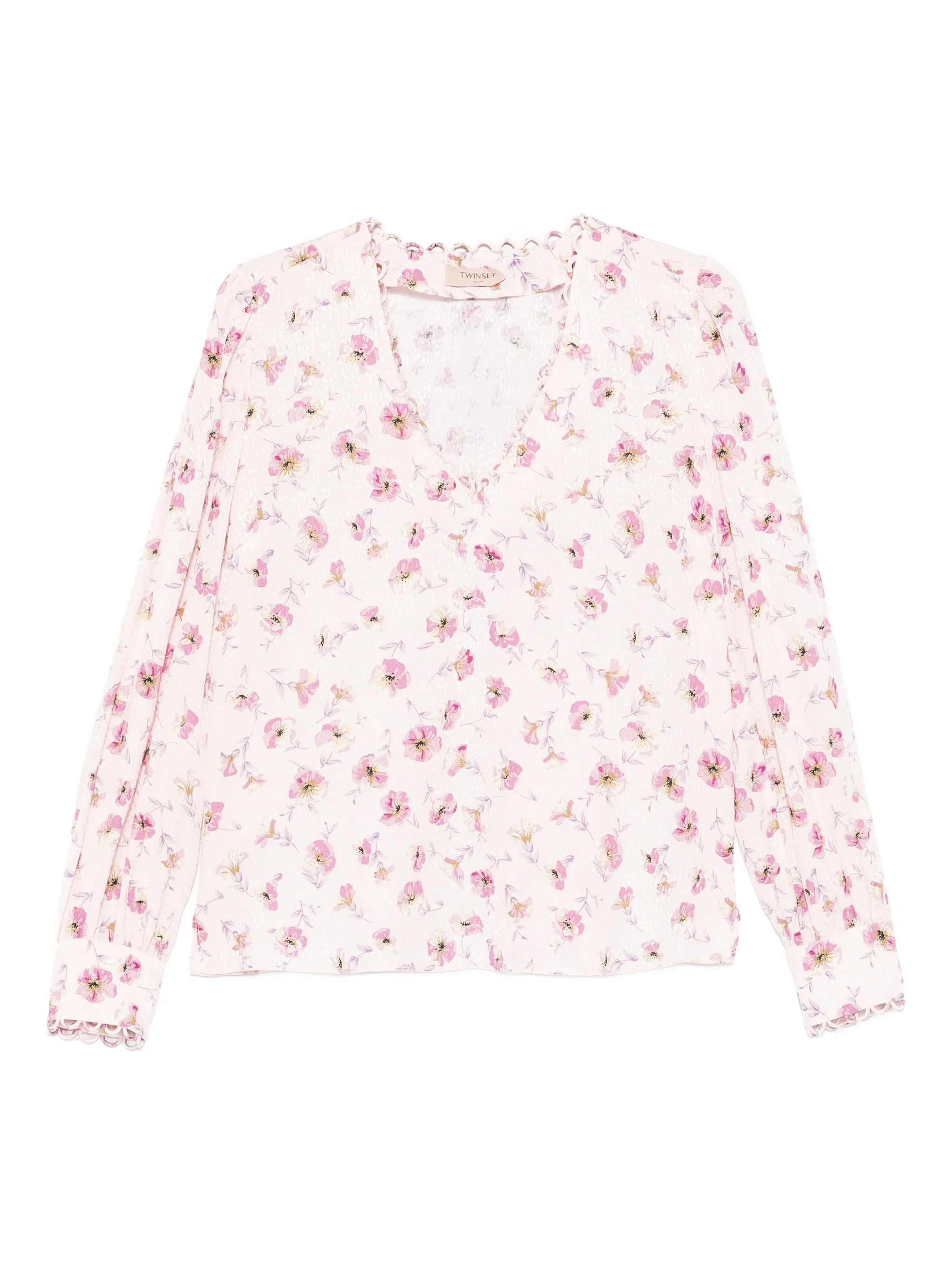 Blusa Stampa Fiore Lightweight Viscose Top