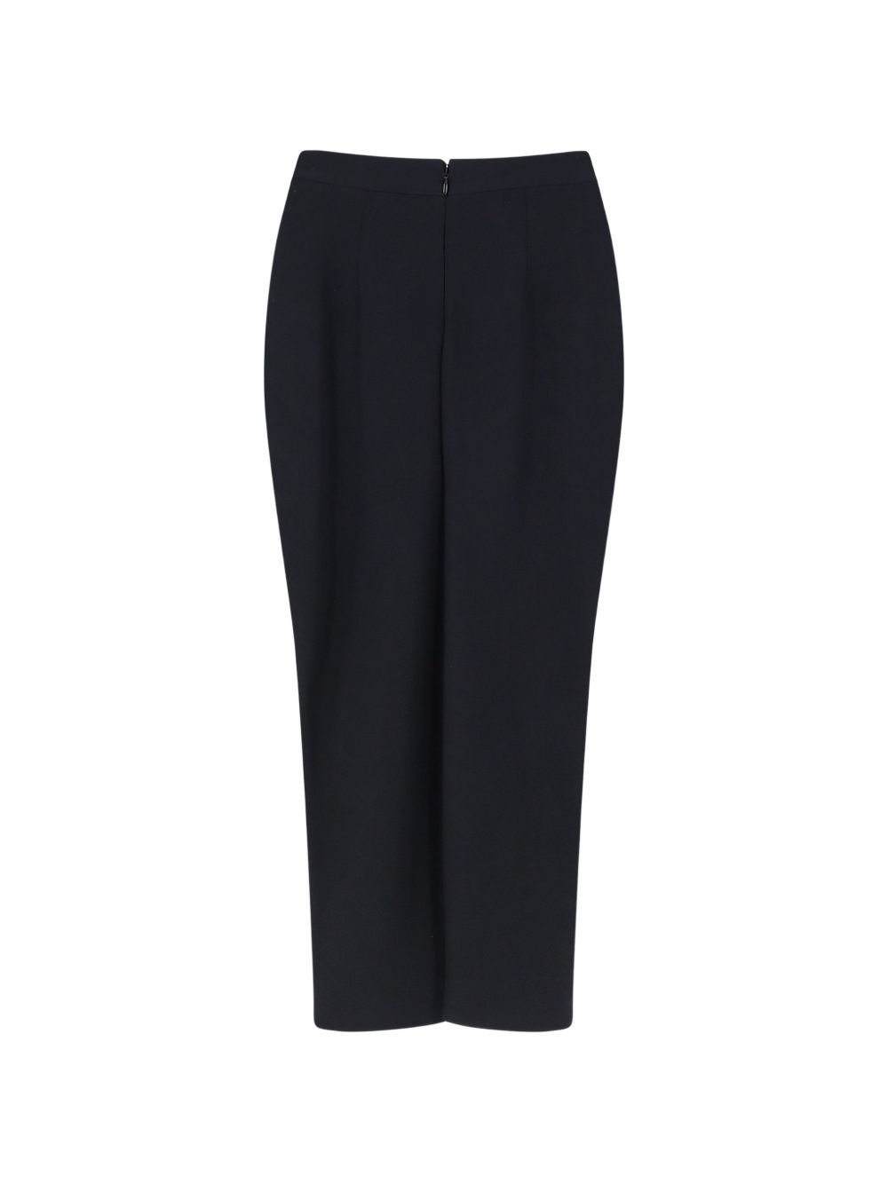 High-Waisted Black Silk and Nylon Pencil Skirt