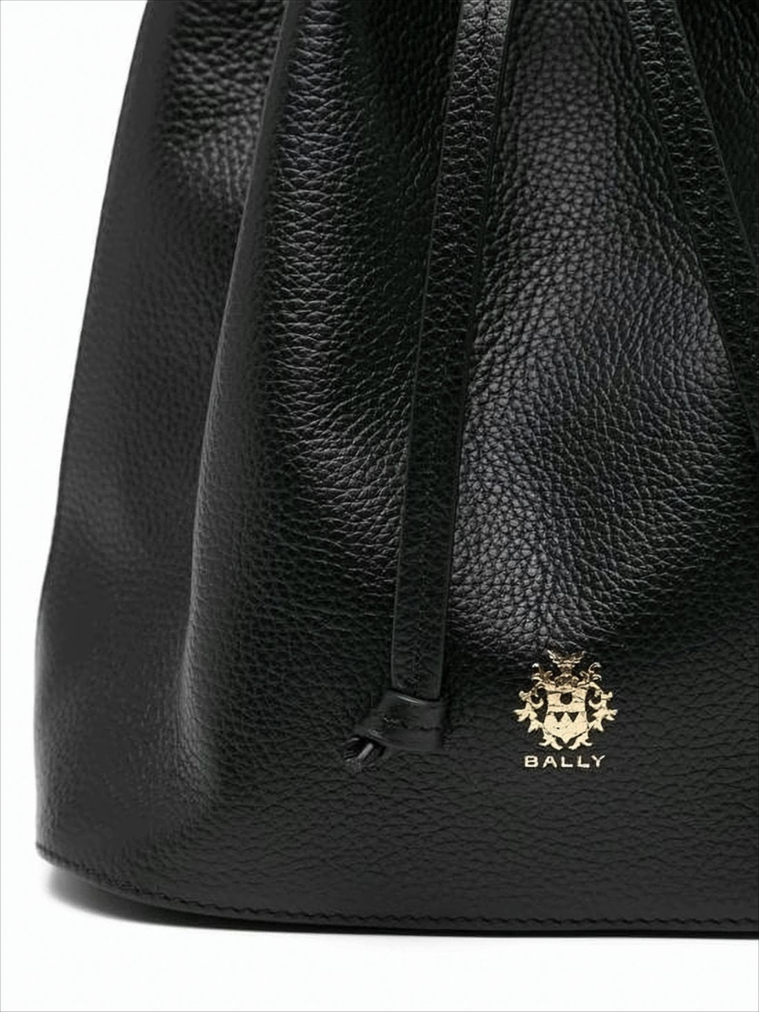 Structured Black Cowhide Tote Bag With Drawstring Closure